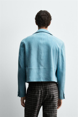 ZARA HARRY LAMBERT X DISNEY ЗАМШЕВАЯ КУРТКА, СИНИЙ