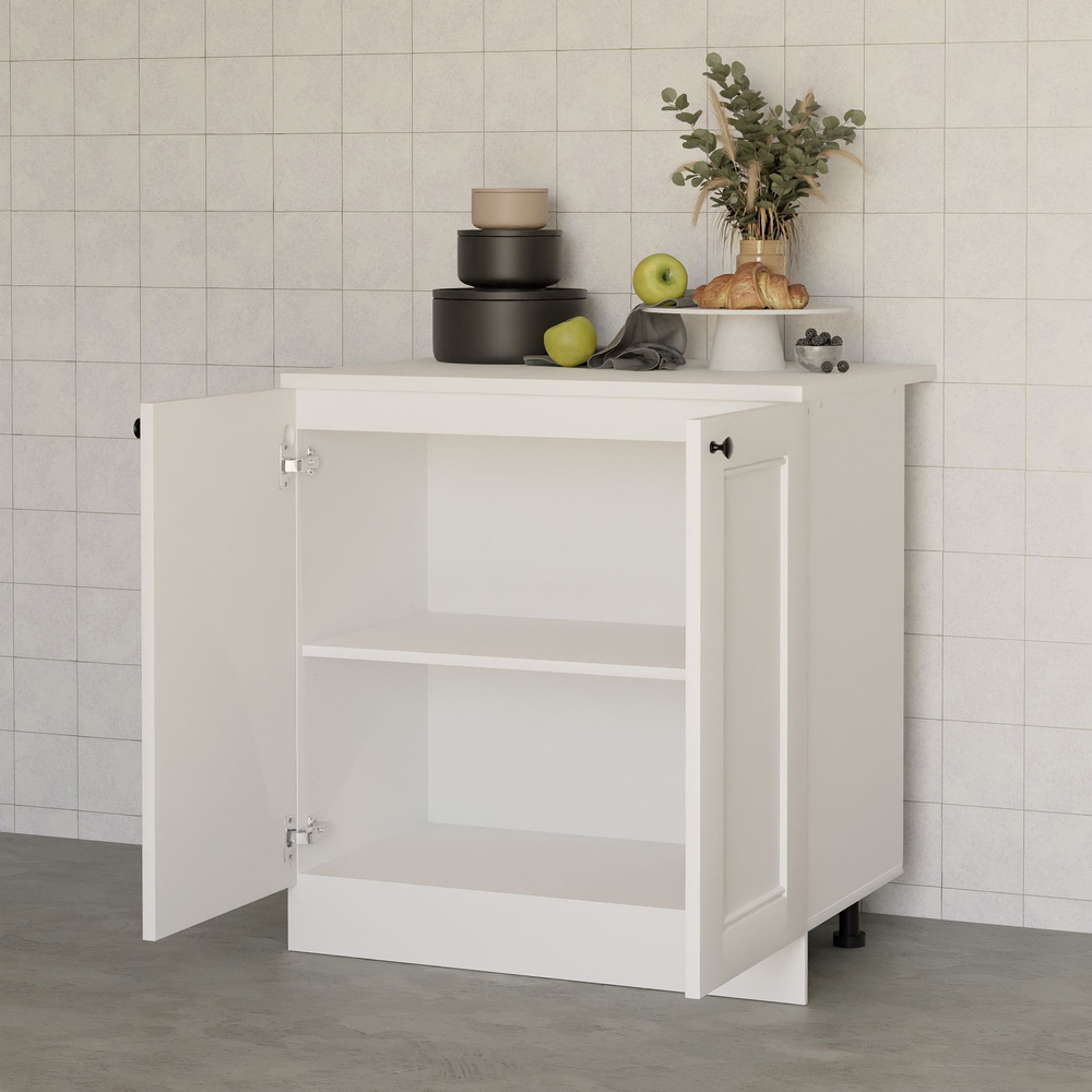 Кухонный модуль напольный 80 см Авери 2 двери, из МДФ и ЛДСП, белый