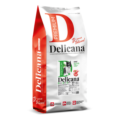 Delicana корм сухой для взрослых собак средних пород ягнёнок, рис