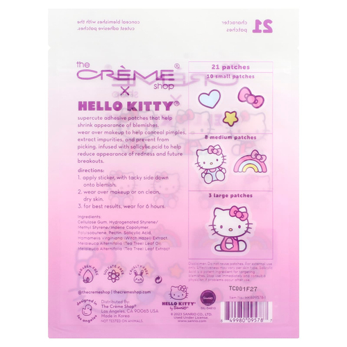 The Creme Shop, Hello Kitty®, гидроколлоидные патчи для устранения несовершенств кожи, 21 шт.