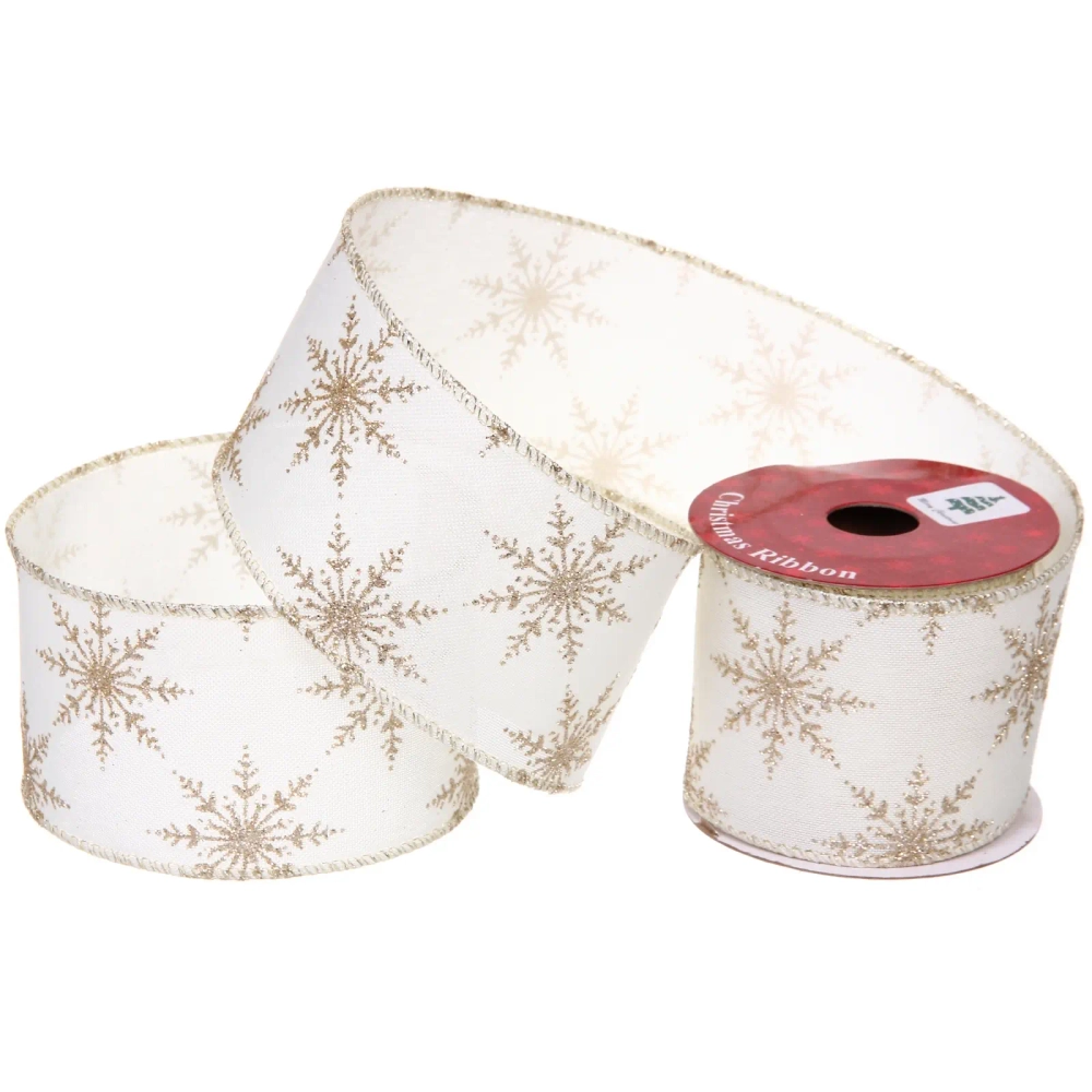 Лента для декорирования «Снежинка» 6,3 см, 2,7 м, Шампань