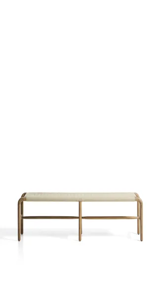 Скамейка Alipa из массива акации и веревки кремового цвета