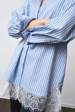 Рубашка с кружевом 1314 голубой