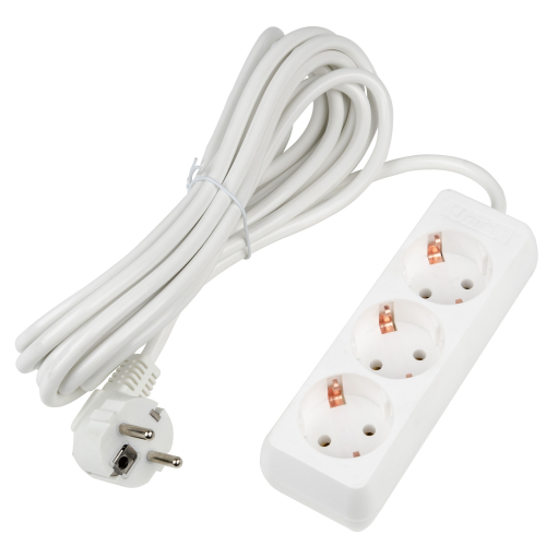 S-GCU3-5 WHITE Удлинитель серии Ultra, шнур 5м., 3 гнезда, 16A, с/з. Белый. TM Uniel