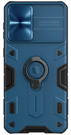 Чехол синий от Nillkin для Samsung Galaxy S21+ Плюс, серия CamShield Armor Case с кольцом и защитной шторкой для задней камеры