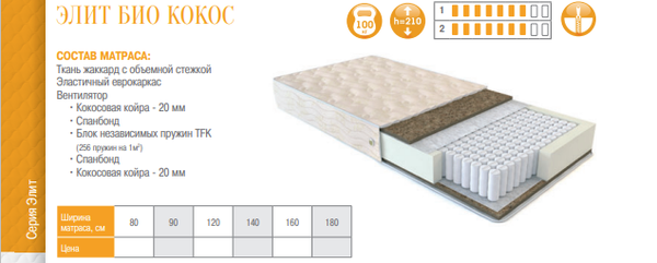 МАТРАС ЭЛИТ БИО КОКОС