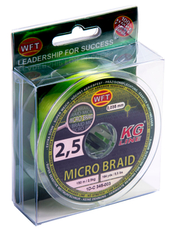 Леска плетёная WFT KG MICRO BRAID Chartreuse 150 м, 0.035 мм