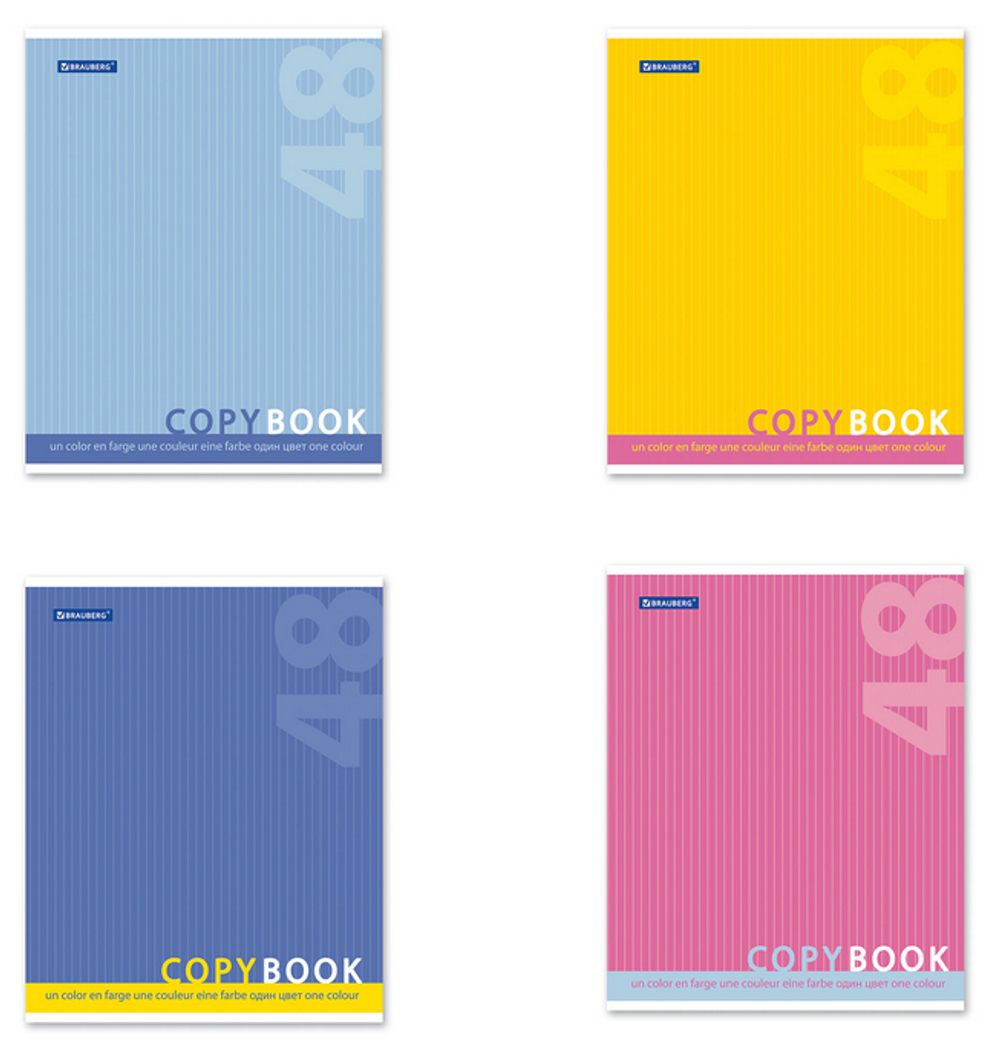 Тетрадь А5 48л. клетка "Один цвет" скоба, обложка картон (BRAUBERG)