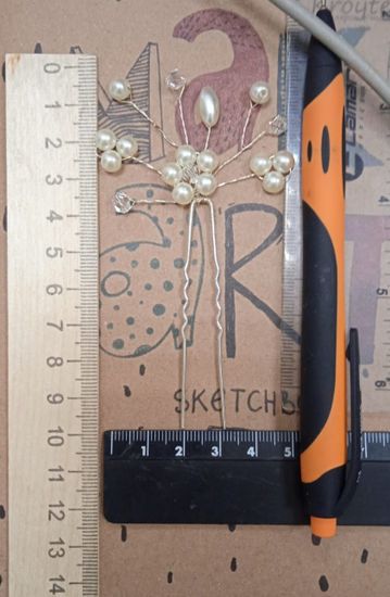 Шпилька цветочки,горный хрусталь, жемчуг, стразы "Летто" (Итальянский дизайн)