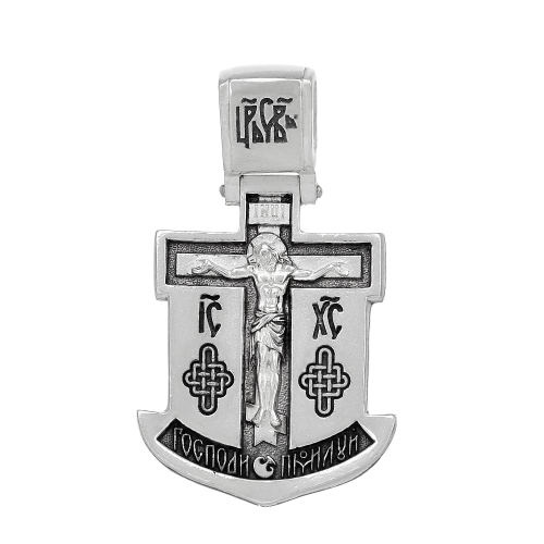 Крест из серебра/Чернение/С подвижным ухом/Николай
