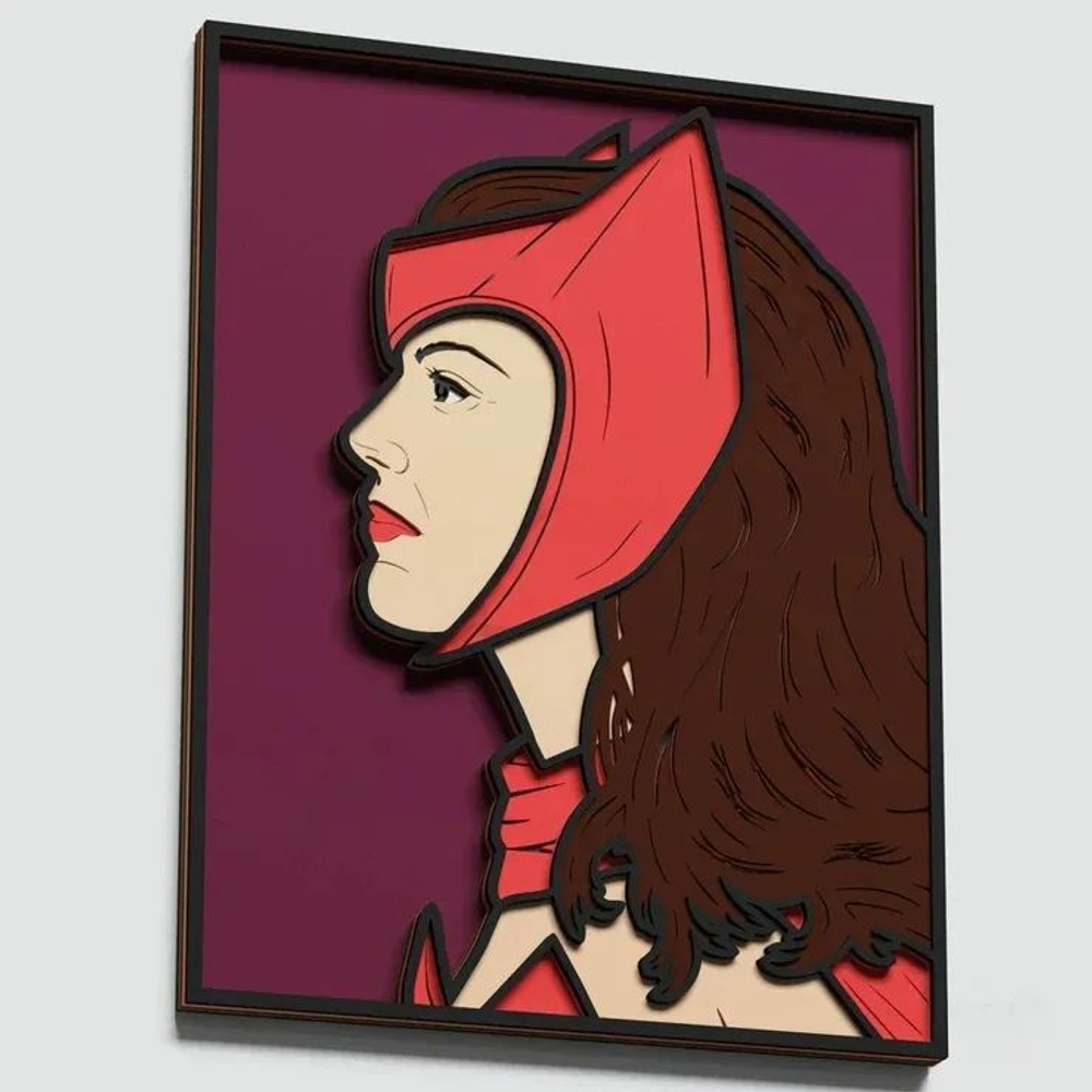 3D Картина по номерам из дерева Алая ведьма, 23x30 см