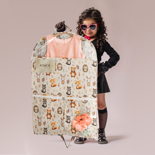 Детский чехол с карманами 80х50. Лес принт