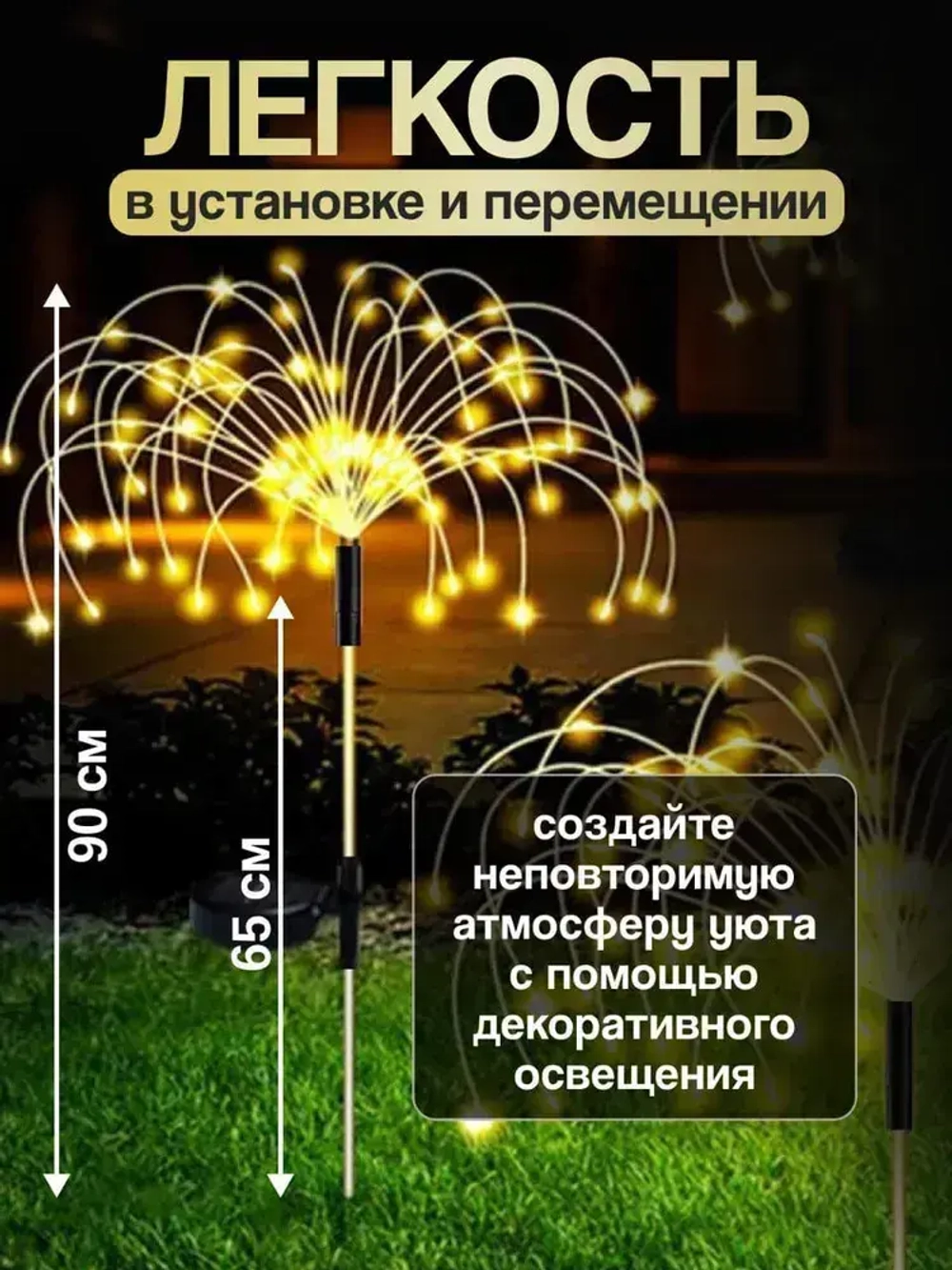 Светильник садовый на солнечной батарее/фонарь для сада дачи и огорода/светильник для дома