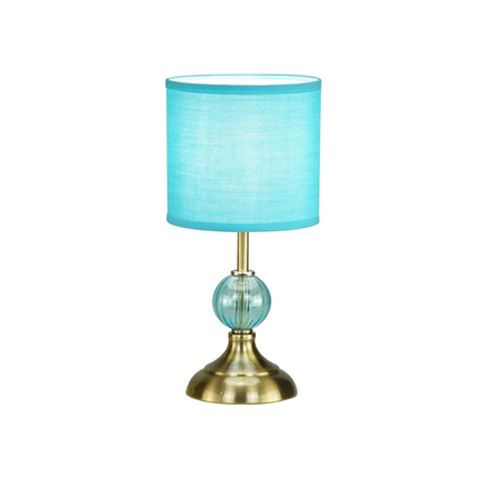 Настольный светильник 1x40Вт E14, металл/ткань/стекло, бронза/голубой