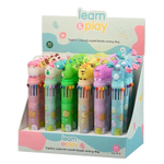 Ручка шариковая, автоматическая, 12в1, Basir, серия "Зверюшки", 12-ти цветная, с резиновой фигуркой, 24 шт