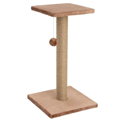 Когтеточка столбик на подставке джут 30х30х54 ø7 rich breed кд-10 коричневый