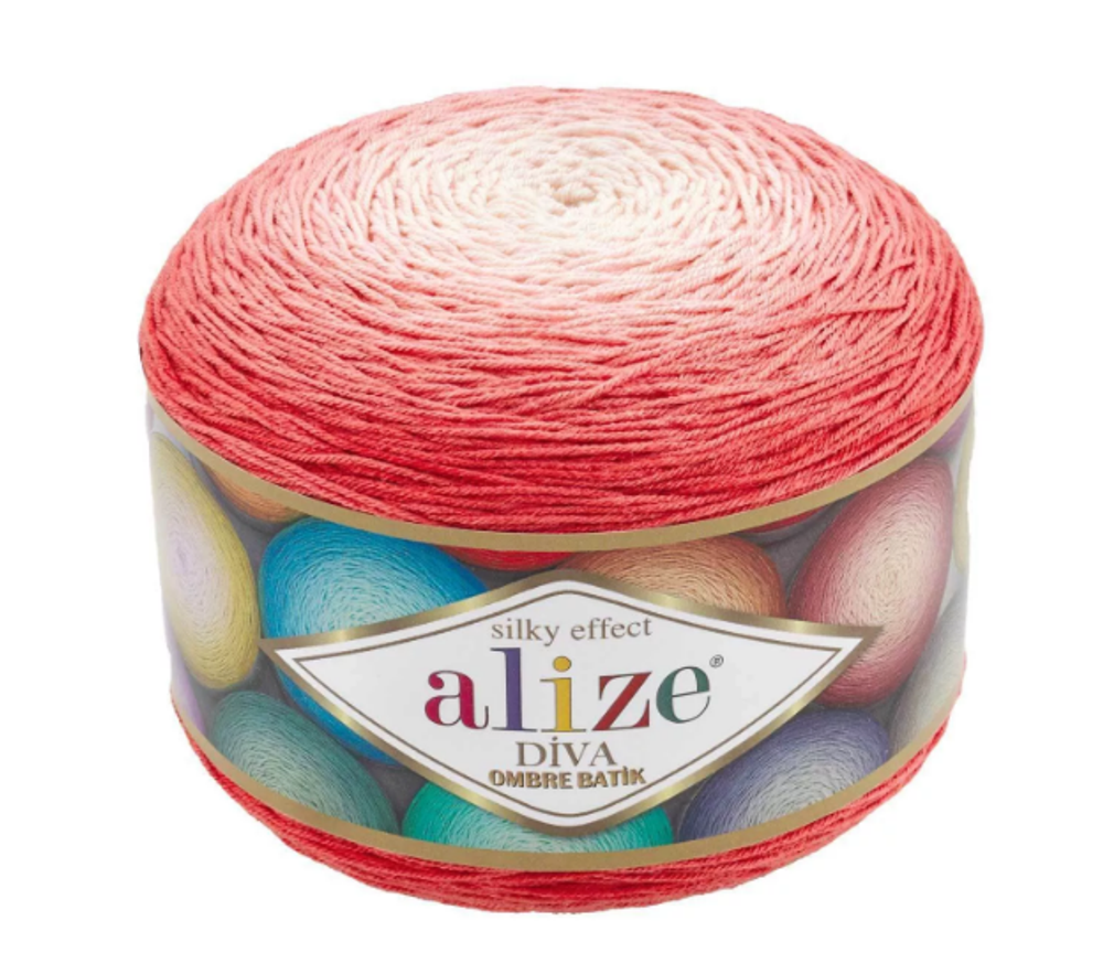 ALIZE &quot;DİVA OMBRE BATİK, 100% Microfiber Acrylic, 250 гр, 875 м, 7381 красный