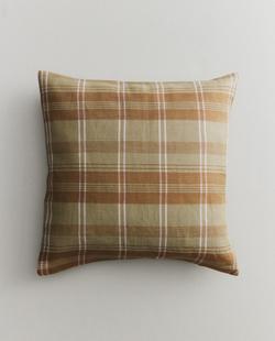 Zara Home наволочка декоративная из льна, зелёный, в клетку, 45x45 см