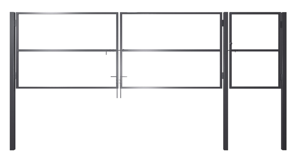 Входная группа (Ворота 4,0х1,5м распашные + калитка 1,0х1,5м), цвет черный (только каркас).