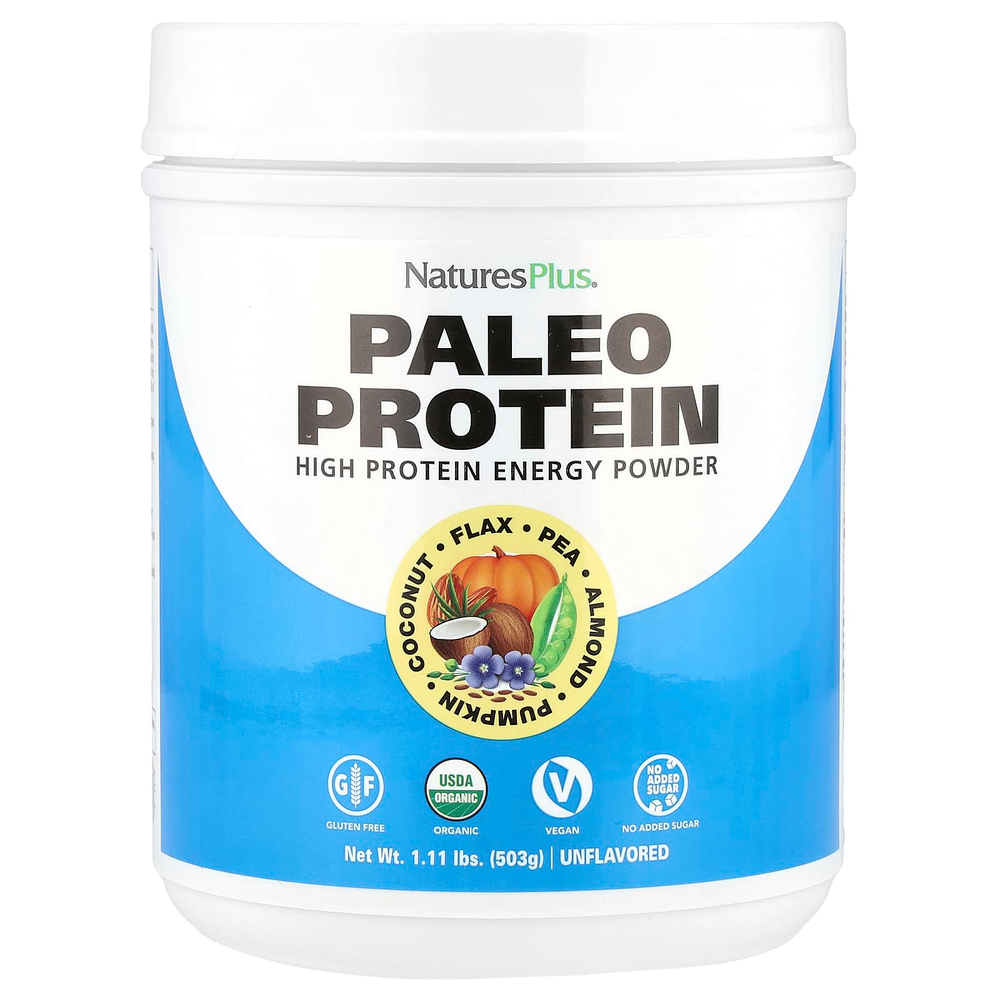 NaturesPlus, Paleo Protein Powder, палеопротеиновый порошок, без ароматизаторов и подсластителей, 503 г (1,11 фунта)