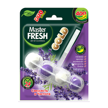 Туалетный блок для унитаза Master Fresh Duo effect Gold 5 в 1, лаванда