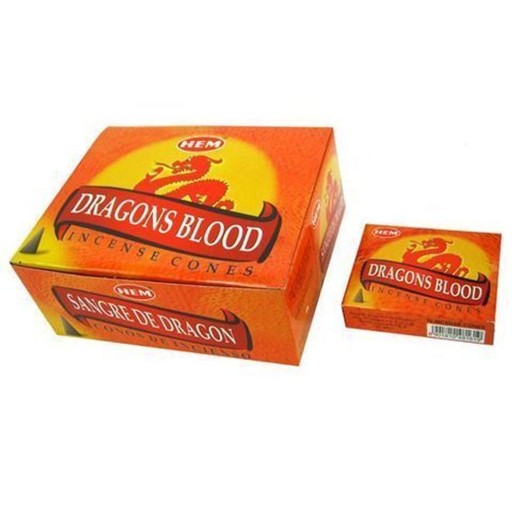 HEM Dragons Blood Благовоние-конус Кровь дракона, 10 шт