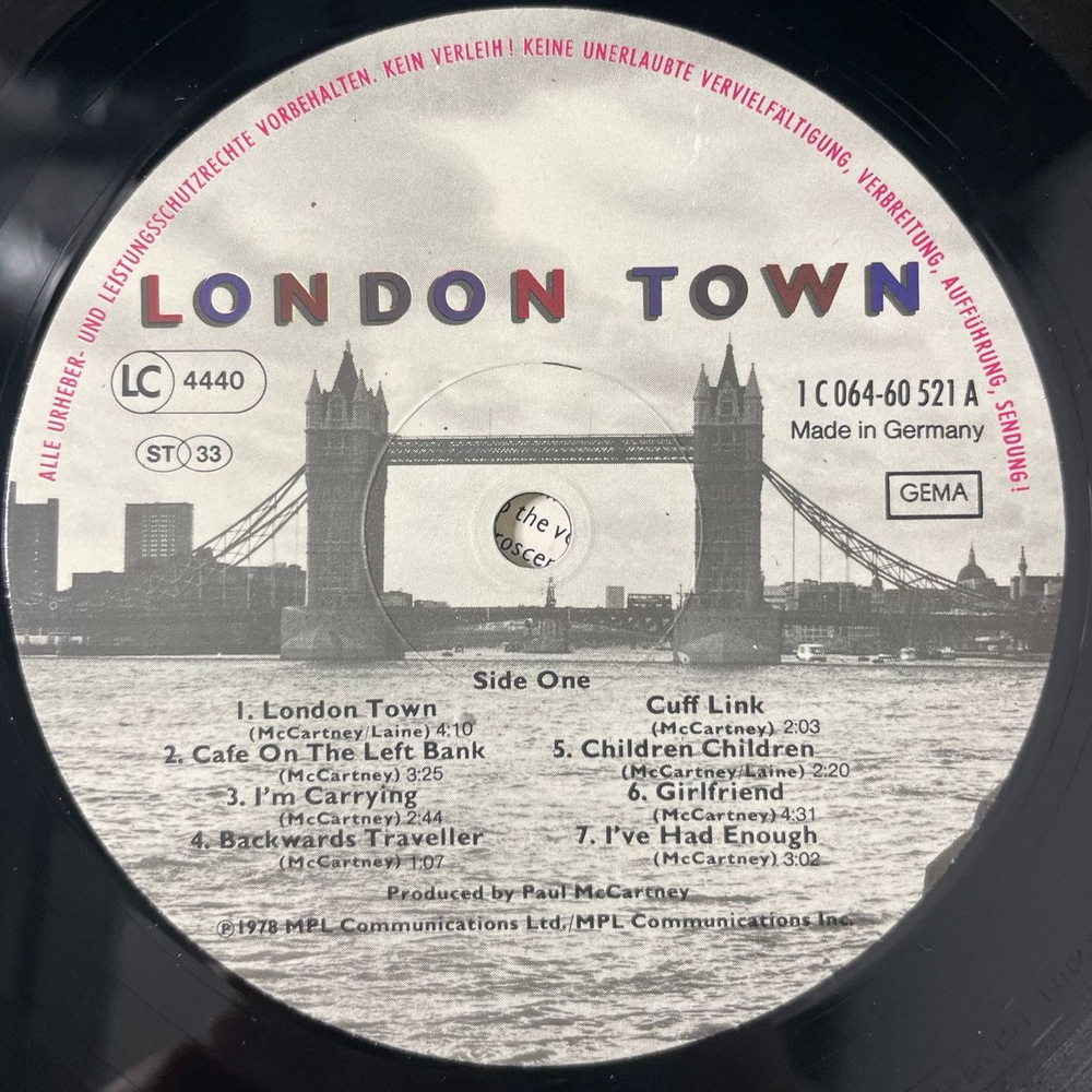 Винтажная виниловая пластинка LP Paul McCartney Wings London Town (Германия 1978)
