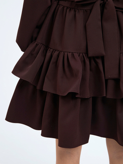 Платье праздничное ярусное с воланами для девочки коричневое