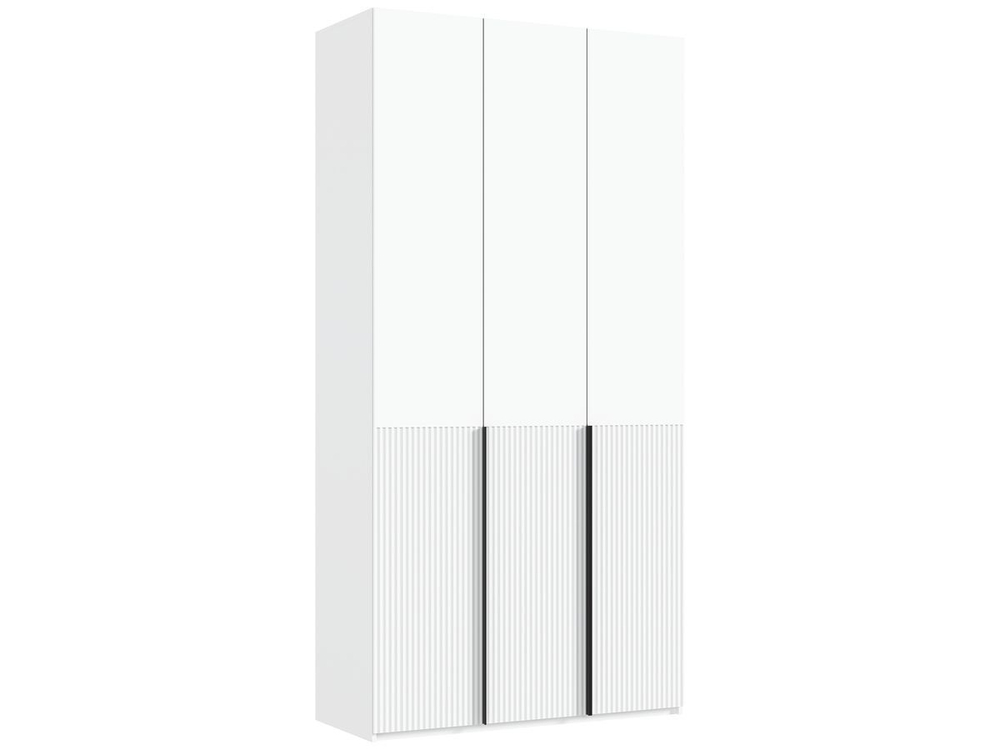 Шкаф для одежды распашной с полками и штангой 3 створки Браш Вайт/Дуб Крафт 120х 51х 240 см