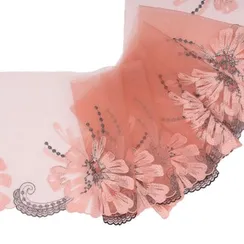 Вышивка на сетке коралл (левая) 17 см