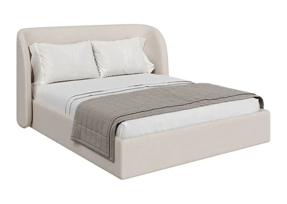 Кровать двуспальная Classic 160 см (молочный, рогожка)