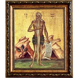 Онуфрий Великий преподобный. Икона на холсте.