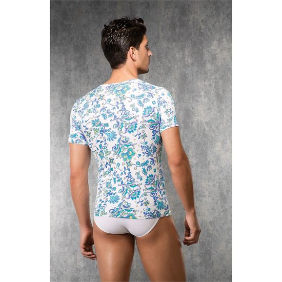 Мужская футболка с глубоким вырезом белая с принтом Doreanse 2835