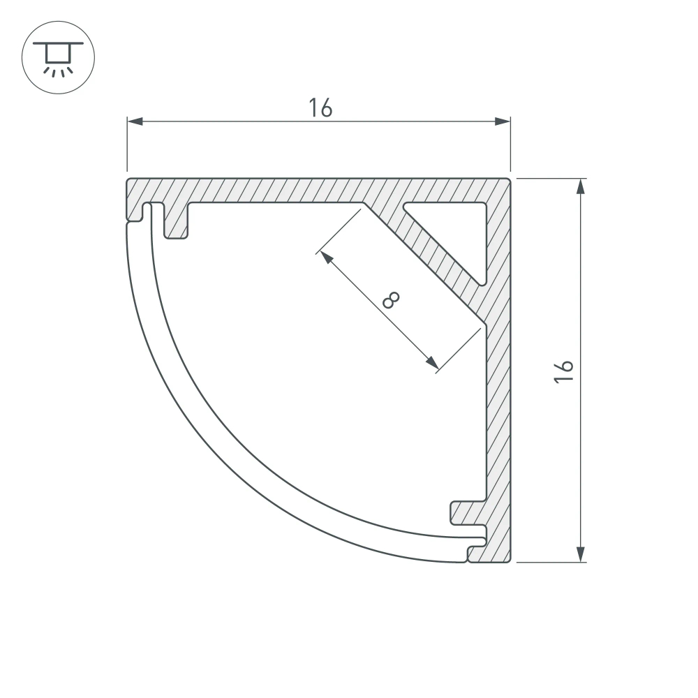 Профиль SL-KANT-H16-2000 WHITE (Arlight, Алюминий) 037117