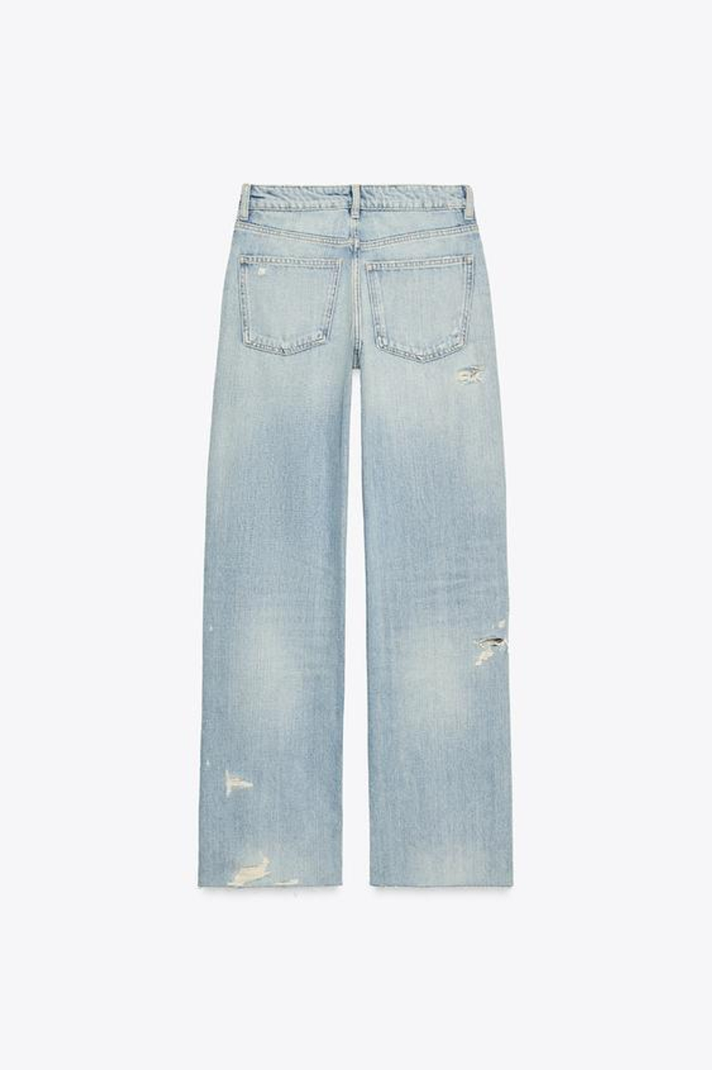 ZARA ДЖИНСЫ TRF WIDE LEG С РАЗРЕЗАМИ И СРЕДНЕЙ ПОСАДКОЙ, ГОЛУБОЙ