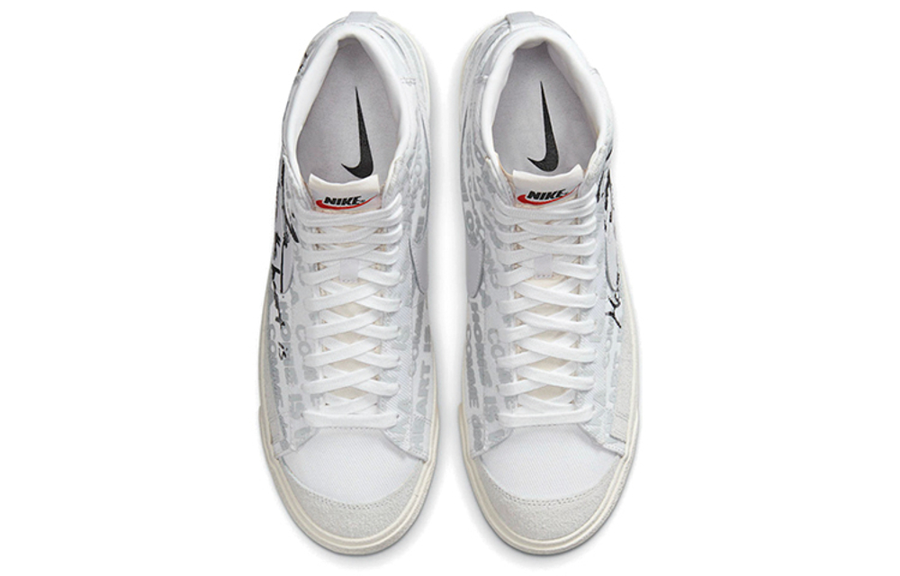 CDG x Nike Blazer letter pattern combination mid-top sneakers for men and women the same style white and black