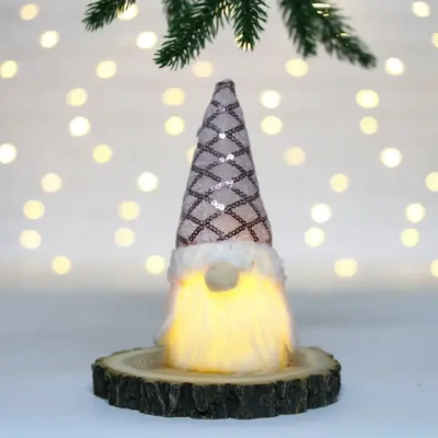 Сувенир новогодний «Новогодний лесовичок» 7*15*5 см, Розовый (с подсветкой)