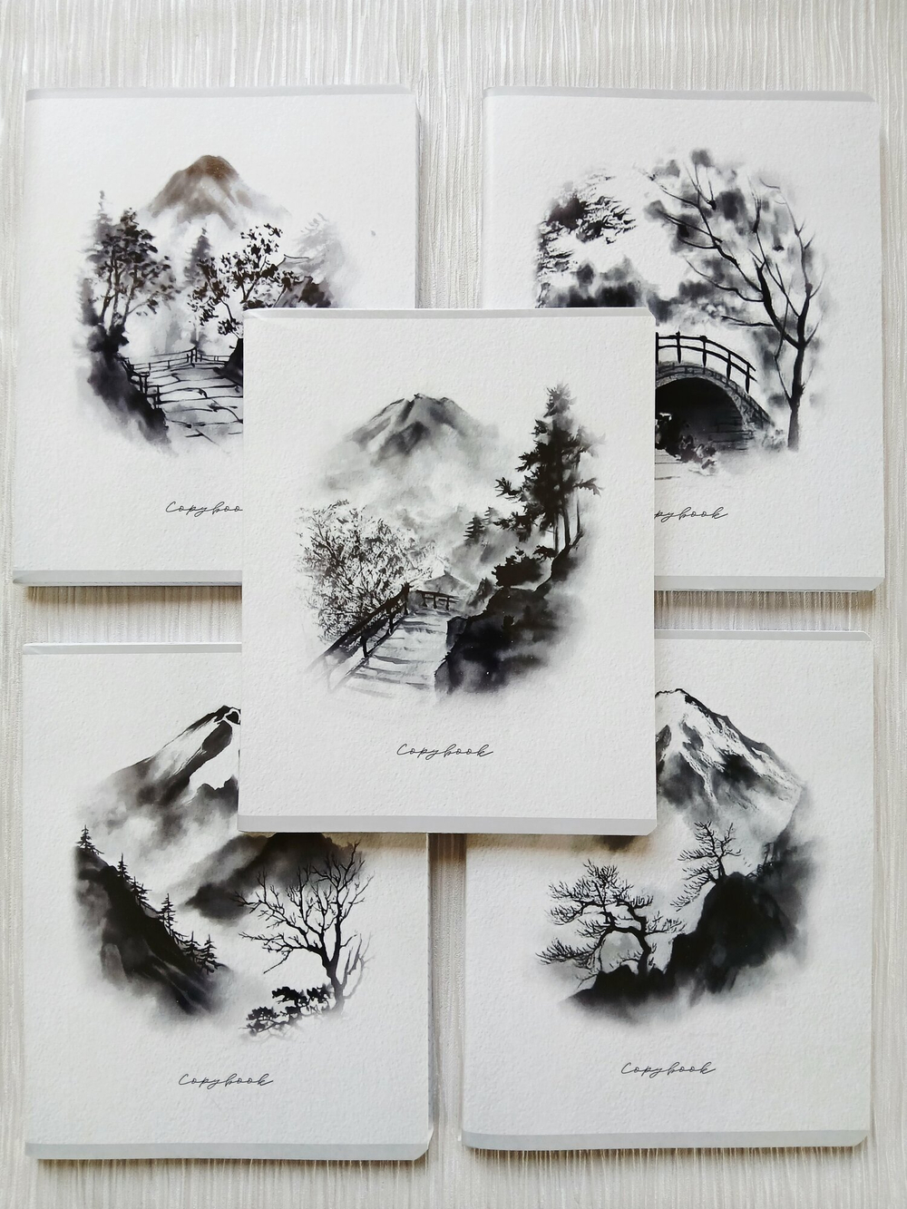 Тетрадь 96 листов А5+. "Восточные пейзажи", общая, клетка. Формат А5+ (163*203 мм). Арт.120050. С полями. Комплект 5 шт.