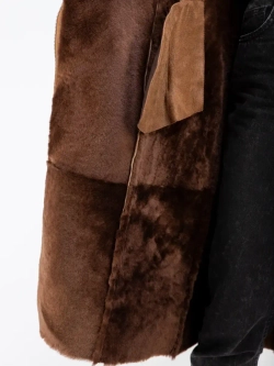 Дубленка женская натуральная длинная с капюшоном Турция