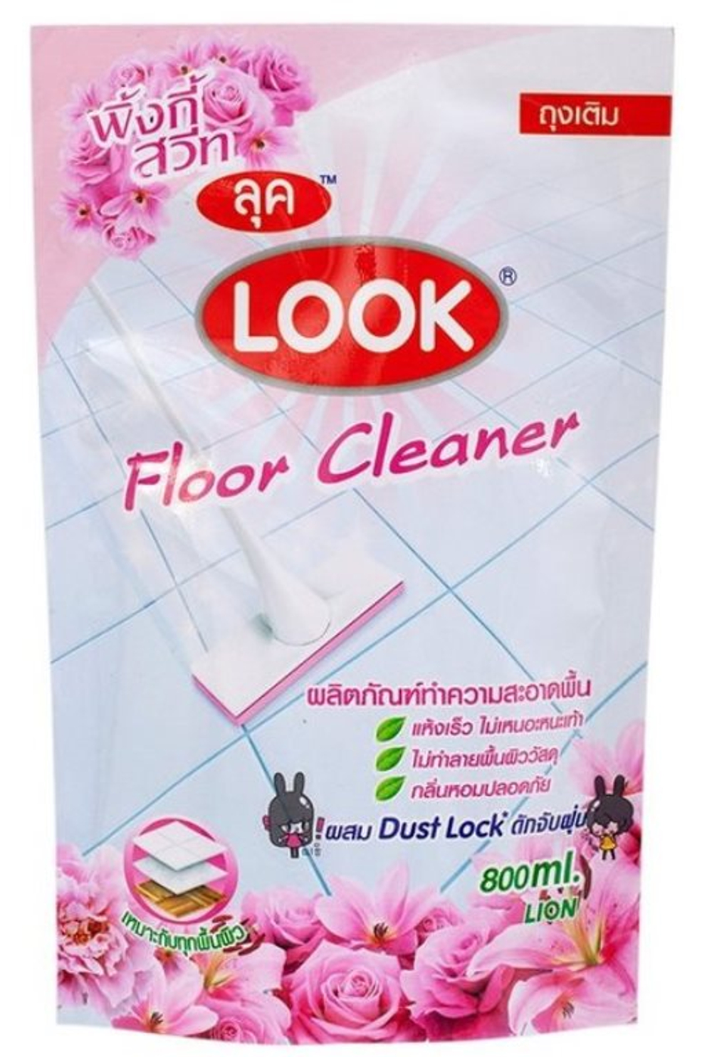 LION "Look" Средство для мытья пола "Пыль на замок"  800мл "Роза" (мяг.уп.) Таиланд
