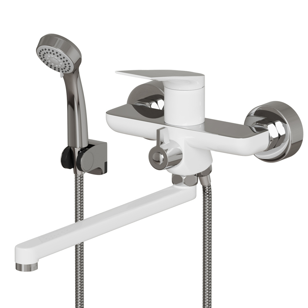 Смеситель для ванны и раковины 35k MIXLINE ML41-02 "Swan White" БЕЛЫЙ/ХРОМ