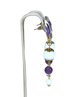 Серьги Цветочное поле, эмаль, агат, сердолик