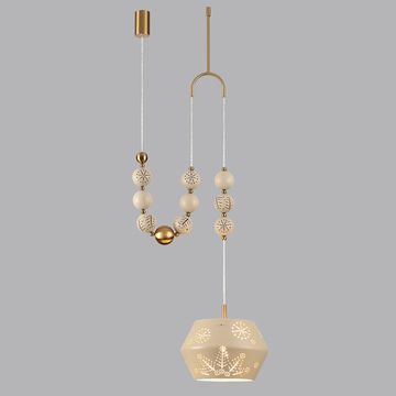 Подвес с держателем 1*E27 5444/1C бежевый/античная бронза KARELIA Odeon Light Exclusive