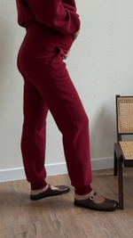 Брюки премиум утепленные для беременных, Винный