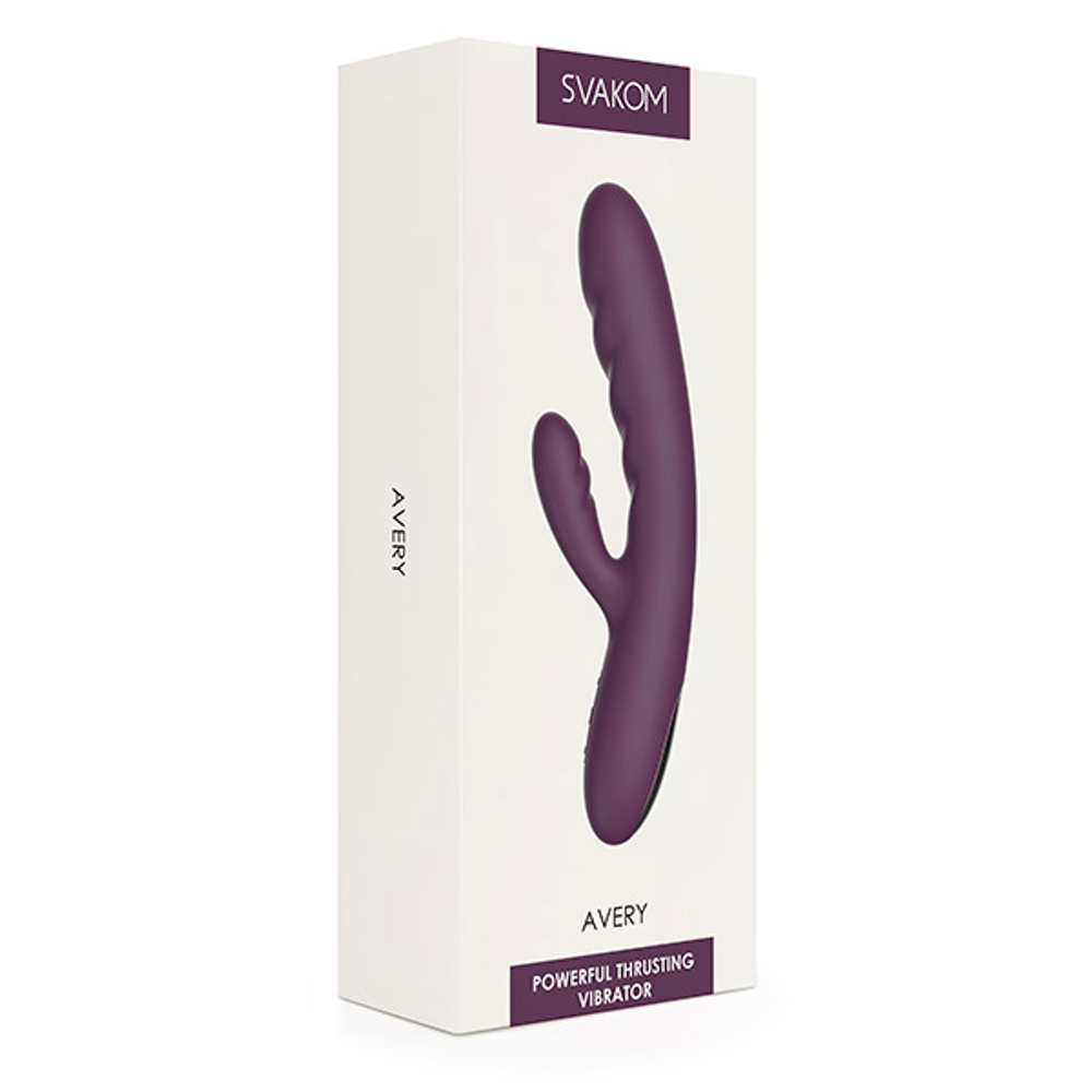 Сливовый вибратор-кролик 18,6см с возвратно-поступательными движениями Svakom Avery S59-LL