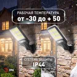 Светильник уличный ЭРА ERAKCS25-02 на солнечной батарее 10Вт 300 Лм 5000К 100 LED COB с датчиком движения ПДУ IP44 | Садовые фасадные светильники