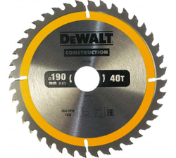 DeWalt, DT1945, Пильный диск CONSTRUCT 190/30 40 ATB +10°, шт