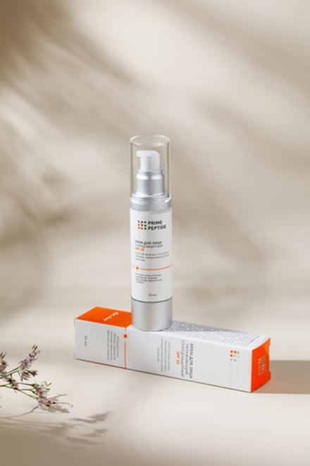 Крем солнцезащитный серии Prime Peptide (50 мл) UVA/UVB фильтры, пептиды, церамиды, полисахариды, сквалан, пантенол