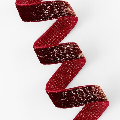 Бархатная лента с золотым люрексом 15 мм