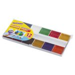 Краски акварельные ЮНЛАНДИЯ "ШКОЛЬНЫЕ", 12 цветов, медовые, С КИСТЬЮ, пластиковая коробка, 191527